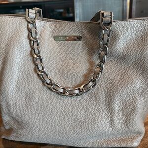 Michael Kors Taupe Leather Tote with Chain Strap